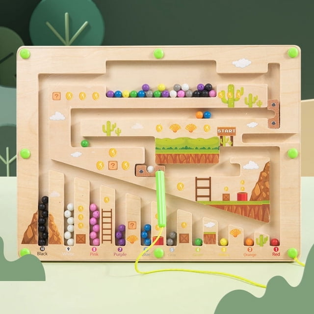 Laberinto de órganos con cuentas magnéticas de madera para niños, juego de clasificación de colores con conteo magnético para educación temprana, juguetes educativos