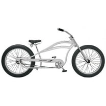 Micargi 26" Seattle Stretch Fat Tire Cruiser Chopper Bicycle Stainless Steel Spokes Single Speed Coaster Brake White Bike