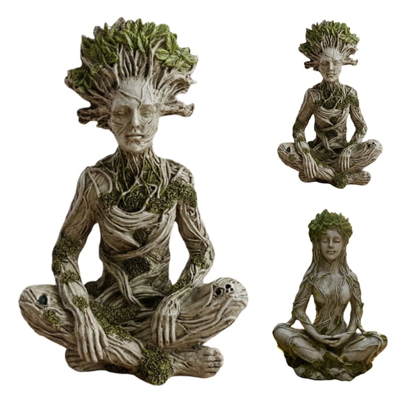mdesiwst Tree Woman Figurine Resin Meditating Yoga Zen Pose Statue Tree of Life Mystical Creature Decorative Ornament for Home Living Room Bedroom Office Table Decor