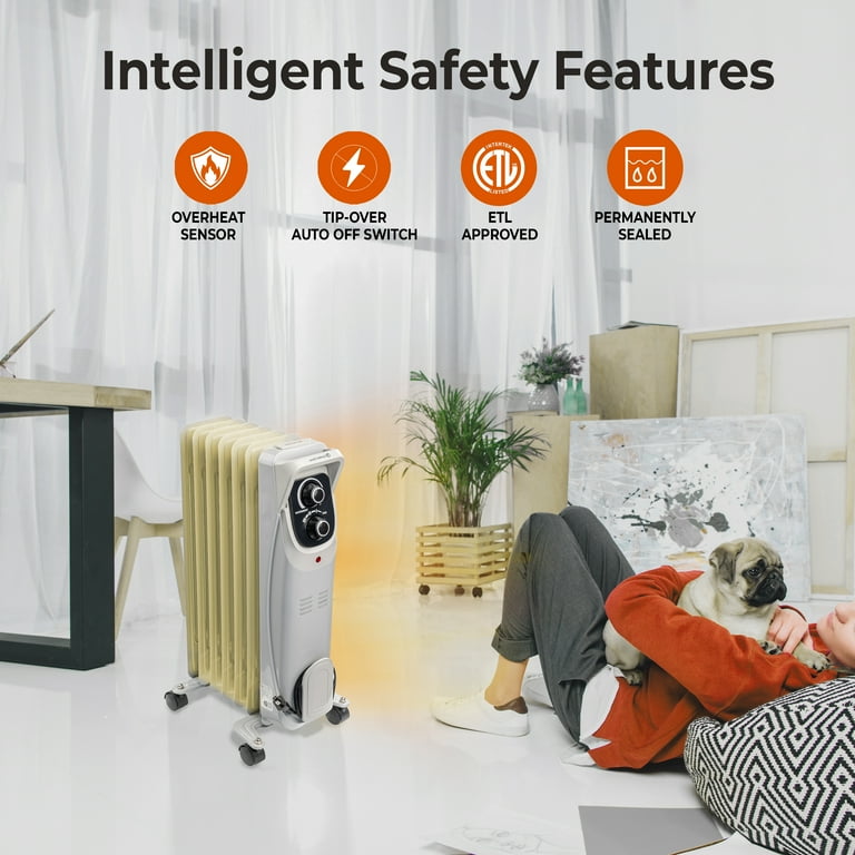 Comfort Zone 1,500W Electric Oil-Filled Radiator Space Heater