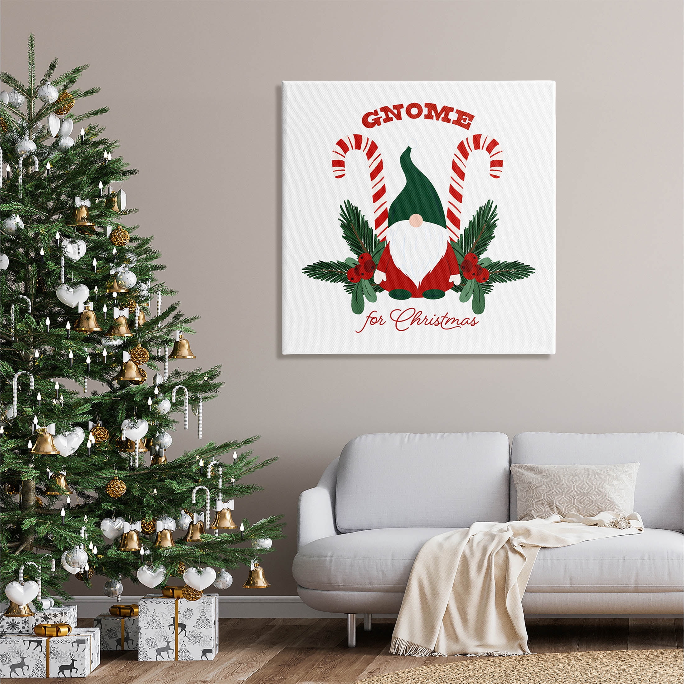 Stupell Industries Gnome For Christmas Candy Canes Graphic Art Gallery Wrapped Canvas Print Wall Art, Design by The Saturday Evening Post