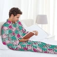 thumbnail image 6 of Naloa Tropical Leaves Men’s Pajamas Set - Long Sleeve Button Down Sleep Shirt and Pajama Bottoms Sleepwear Set-XX-Large, 6 of 7