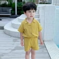 thumbnail image 6 of XBASW Toddler Kids Boys Short Sleeve Set Summer Solid Color Button down Shirt and Shorts Cotton 2PCS Outfit,Size 3-8T, 6 of 8