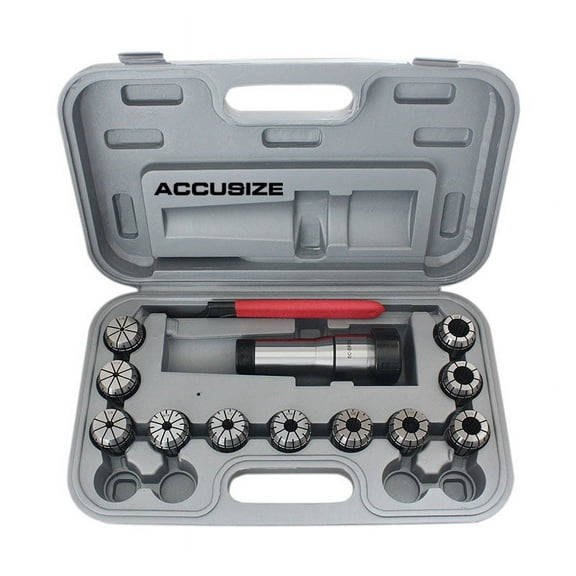 Accusize 5C Shank Er32 Chuck with 11Pc Collets Kit, 1/8" - 3/4" by 16th, 0223-0301