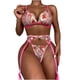 thumbnail image 1 of Conjunto de lencería de malla exquisita para mujer, sujetador, liga y bragas, picardías, ropa de dormir recortada Fridja nalpqowj40724, 1 of 9