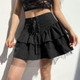 thumbnail image 6 of Women Gothic Pleated Plaid Skirt Lace Up Bandage High Waist Korean Harajuku Y2k Kawaii Sexy Mini A-line Skirts-White-S, 6 of 7