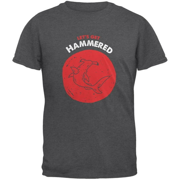 Let's Get Hammered Shark Dark Heather Adult T-Shirt - X-Large