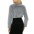 thumbnail image 3 of INSPIRE CHIC Chaqueta Bolero de Piel Sintética para Mujeres, Corta, con Lazo Frontal, Abrigo Esponjoso, Color Gris, 3 of 6
