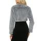 thumbnail image 3 of INSPIRE CHIC Chaqueta Bolero de Piel Sintética para Mujeres, Corta, con Lazo Frontal, Abrigo Esponjoso, Color Gris, 3 of 6