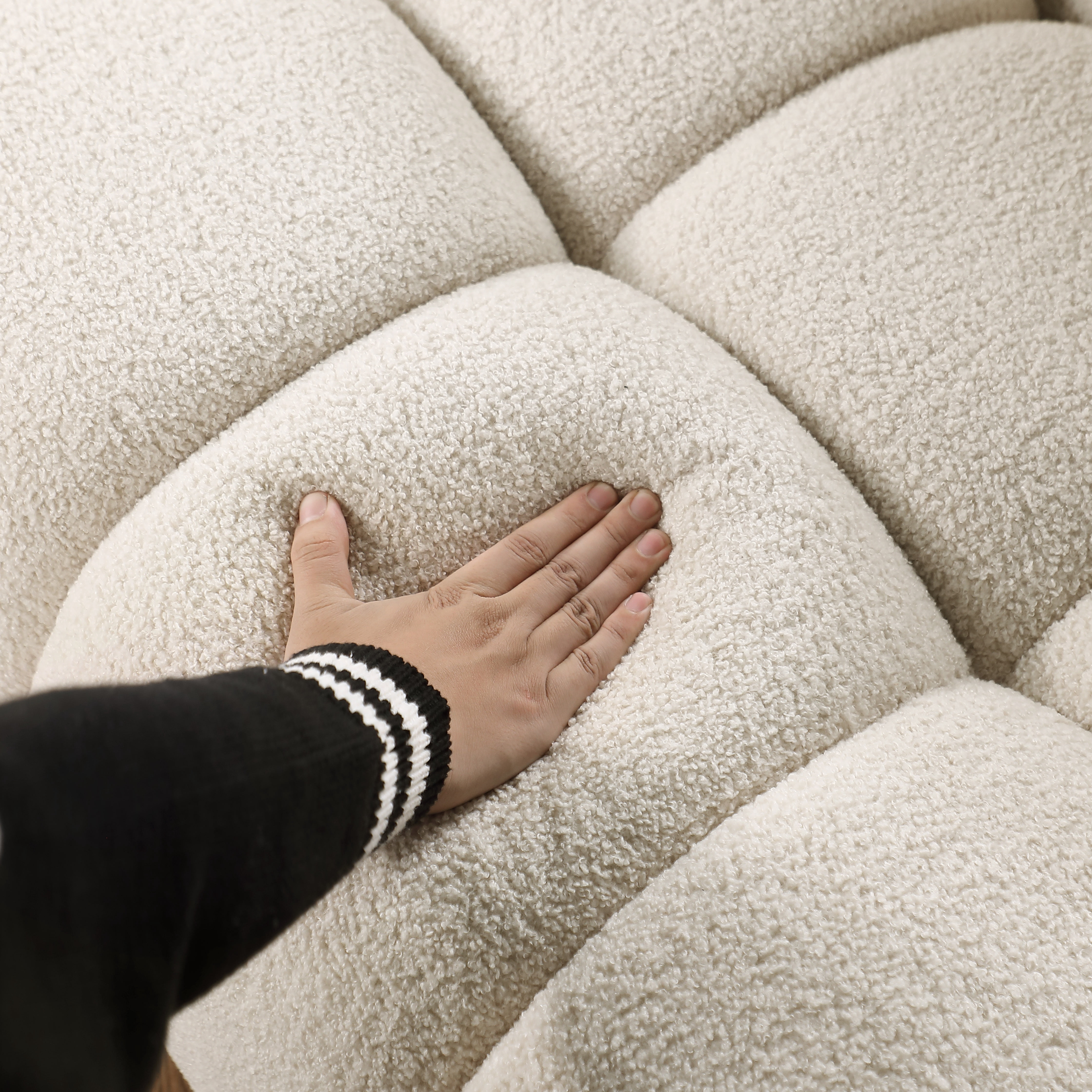 PORKISS Marshmallow Sofa Couch, 87.4" Length 35.83" Depth Boucle Sofas Loveseat, Up to 3 Seaters, Beige