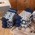 thumbnail image 5 of Calcetines de lana de rizo para mujer, 6 pares, color azul, con efecto engrosamiento invernal, con estampado de pata de gallo y diamantes Love, cálidos y versátiles para el invierno contra el frío, 5 of 5