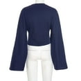 thumbnail image 5 of ZHYou Women's Cropped Long Sleeve Tops Loose Fit Batwing Sleeve Soft Stretchy Tee Shirts,Navy,Size M, 5 of 9