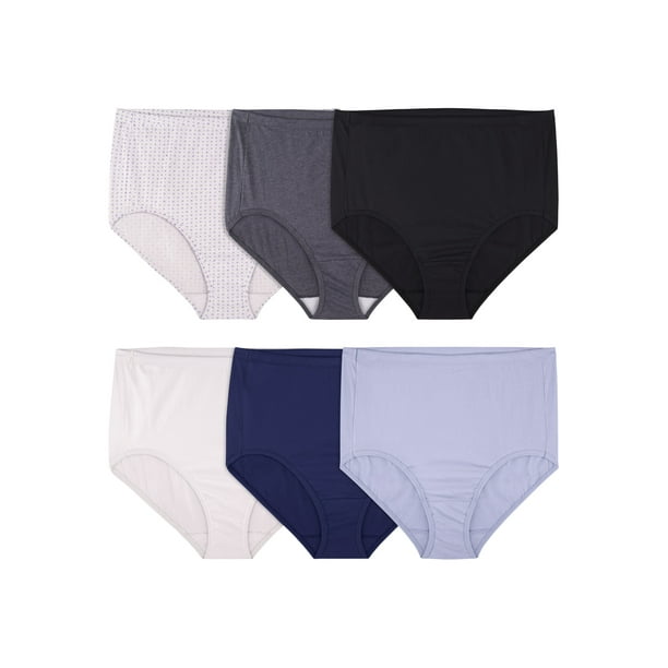 Fit for Me Women's Plus Size Brief Underwear, 6 Pack, Sizes 1X5X