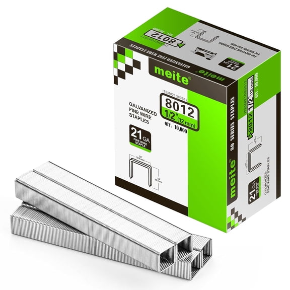 MEITE 21GA 80 Type Galvanized Staples,1/2" Crown 1/2" Length for Upholstery 10,000 Pcs/Box(2 Boxes)