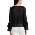 thumbnail image 3 of INSPIRE CHIC Polka Dots Mesh Tops Blouse Deep V Neck Long SleeveT Shirt L Black, 3 of 5