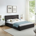 thumbnail image 5 of New Queen Size Cushioned Bed with Solid Foam Frame, Soft Headboard, Underbed Drawers with Rollers, Modern Design, Beige, 5 of 9