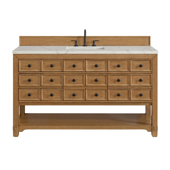 James Martin Vanities 505-V60S-AMB-3VSL Malibu 60" Free Standing Single Basin Vanity Set -