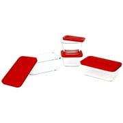 Pyrex 8-Piece Fridge Storage Value Pack, Red Lids