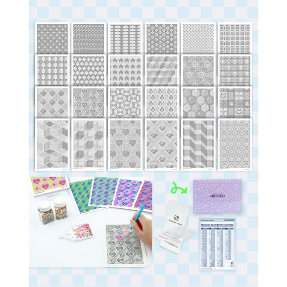 Tarjetas de Arte de Diamante Foreveryoung 24 Diseños con Pegamento para Adultos