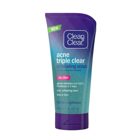 Clean & Clear Acne Triple Clear Exfoliating Facial Scrub, 5 oz