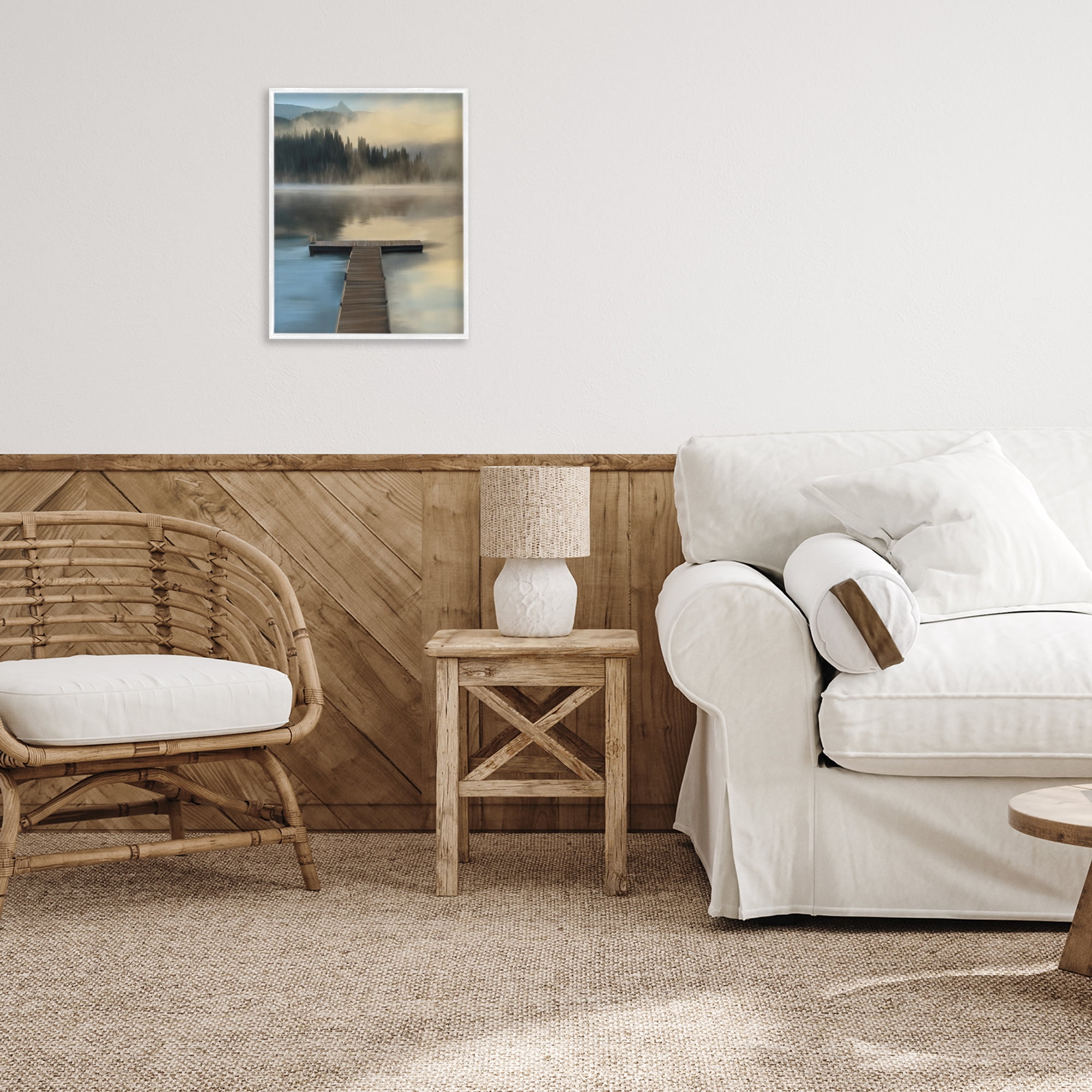 Stupell Industries Reflective Lake At Dusk White Framed Giclee Art, design by Renel Peters