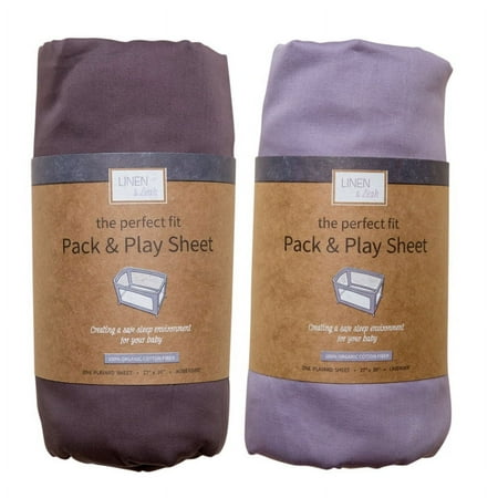 Perfect Fit Pack ‘N Play Sheet 2-Pack, Fitted Sheet for Baby Playard, Aubergine and Lavender
