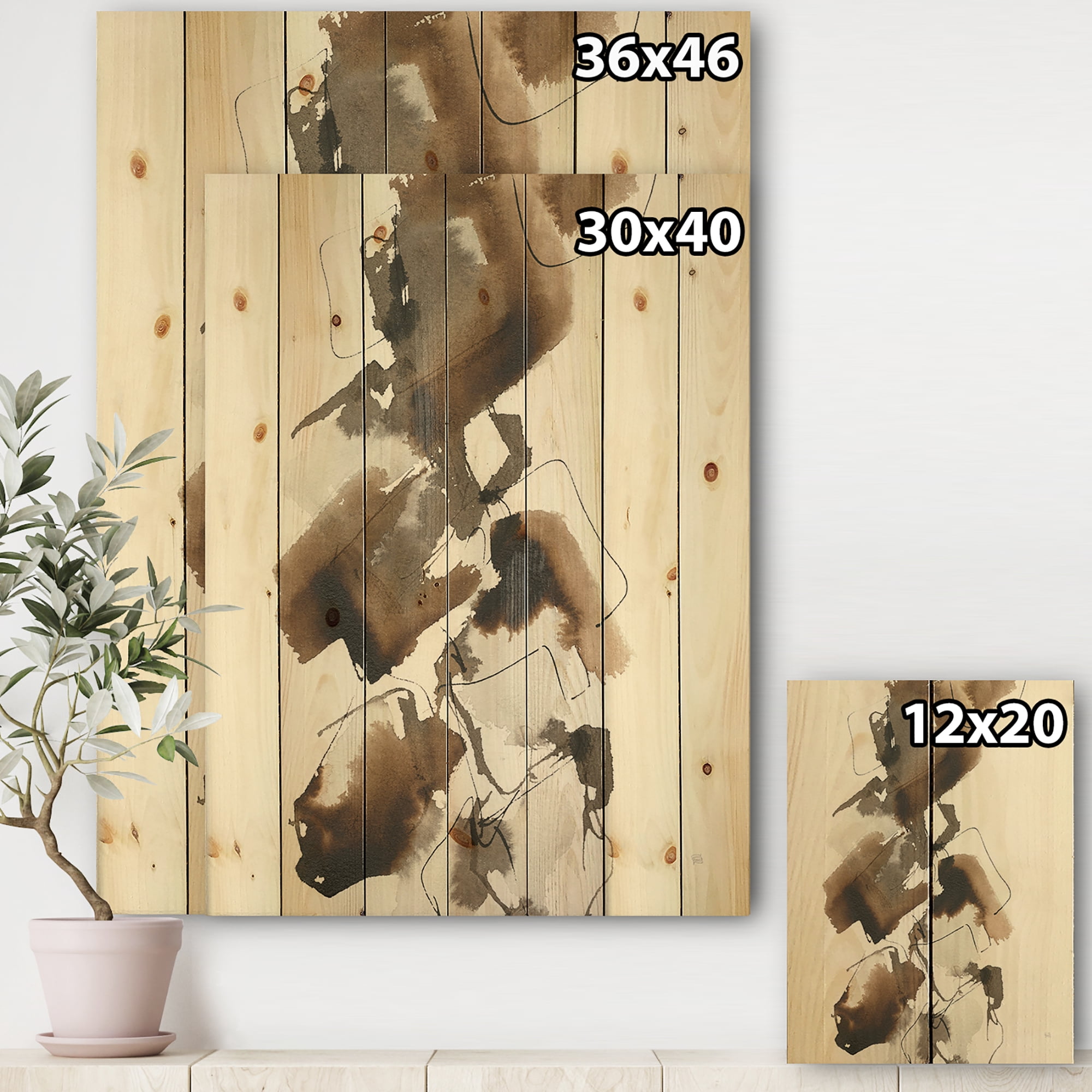Designart 'Abstract Gold Glam Squares I' Modern & Contemporary Print on Natural Pine Wood