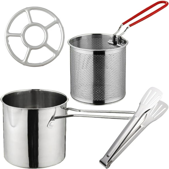 LOLIPPYY Stainless Steel Small Frying Pot with Strainer - Food Fryer Set, 1 Piece