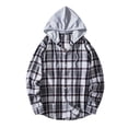 thumbnail image 1 of Long Sleeve Shirt men Casual Turndown Long Sleeve Button Closure Plaid Print Hooded Shirt Shirts for Men Long Sleeve Men Long Sleeve Shirt Men Shirts Long Sleeve, 1 of 9