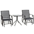 thumbnail image 2 of Patio Furniture Sets Outsunny 3 Piece Outdoor Glider Chair with Coffee Table Bistro Set, 2 Patio Rocking Swing Chairs with Breathable Sling Fabric, Glass Tabletop, for Backyard, Garden and Porch, Gra, 2 of 5