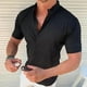 thumbnail image 1 of Nueva camisa informal de manga corta con solapa para hombres Eccomum Negro 3XL, 1 of 3