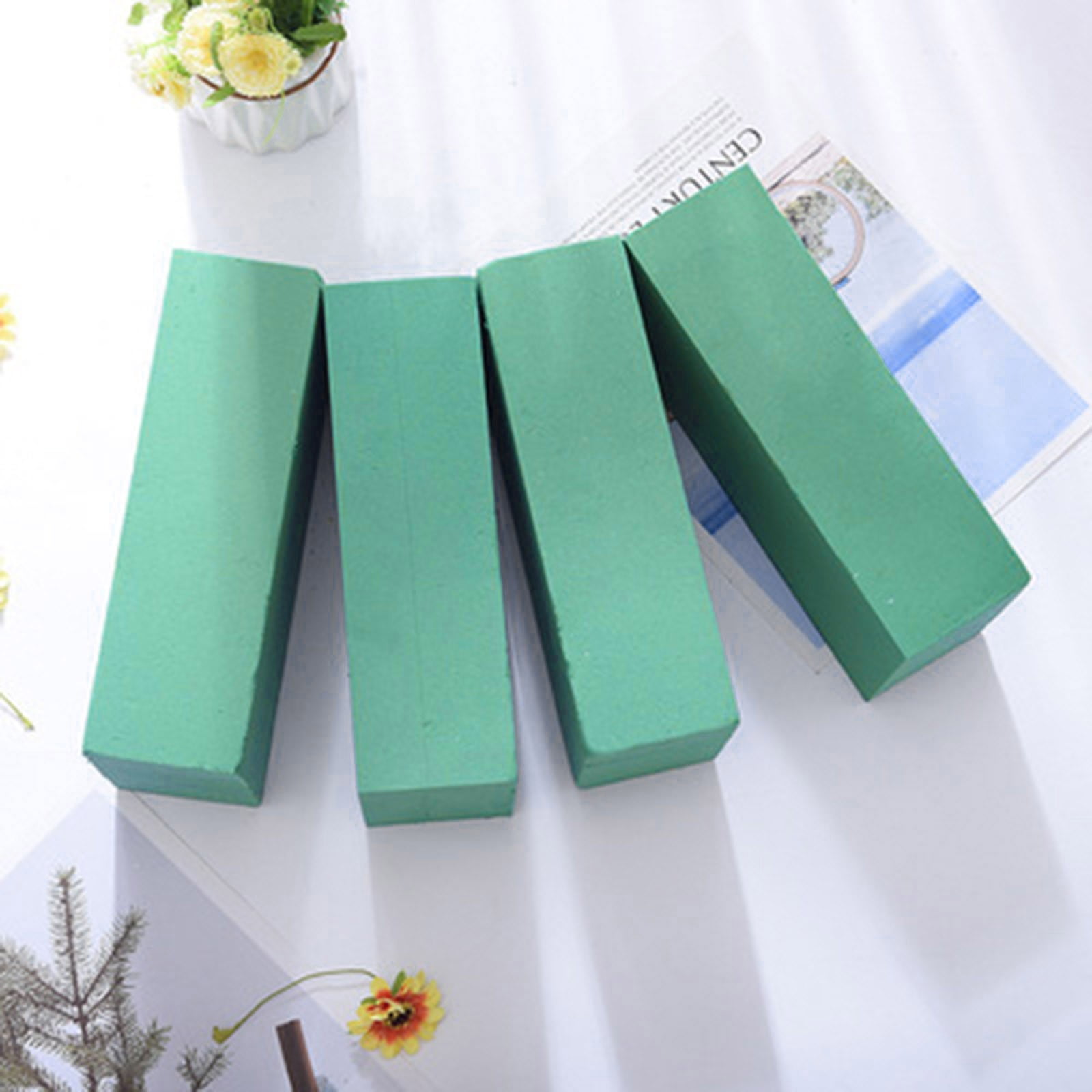 Piwvid Set of 3 Green Floral Foam Blocks for Wet and Dry Flower Arranging, 8.86"L x 4.1"W x 2.76"H Squares for DIY Fresh and Artificial Flower Crafts and Centerpieces