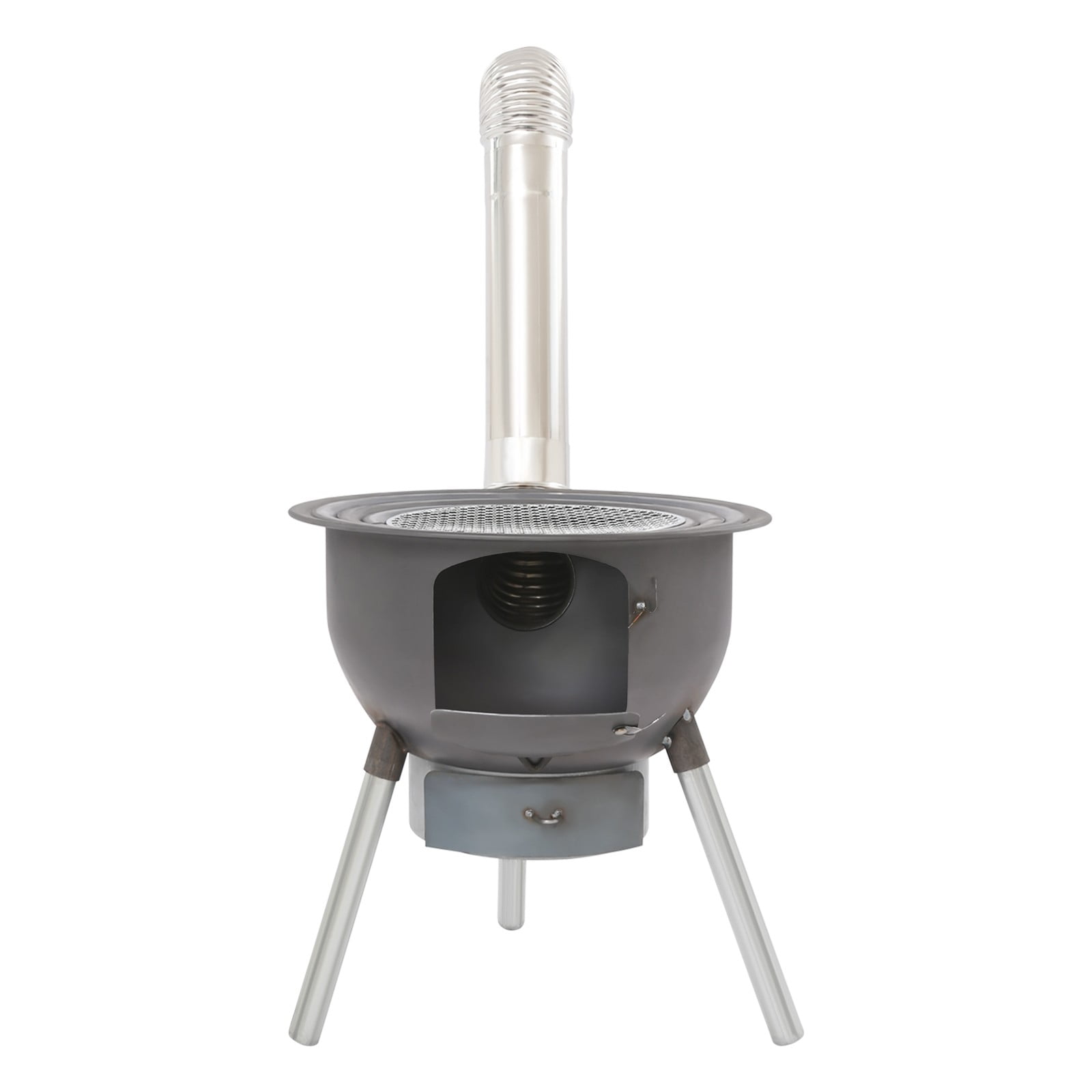ToppiJoy Portable Wood Burning Stove, Camping Wood Stove with Grill & Chimney Pipe Multifunctional Rocket Stoves for Outdoor Cooking Woods Burning Tent Stove