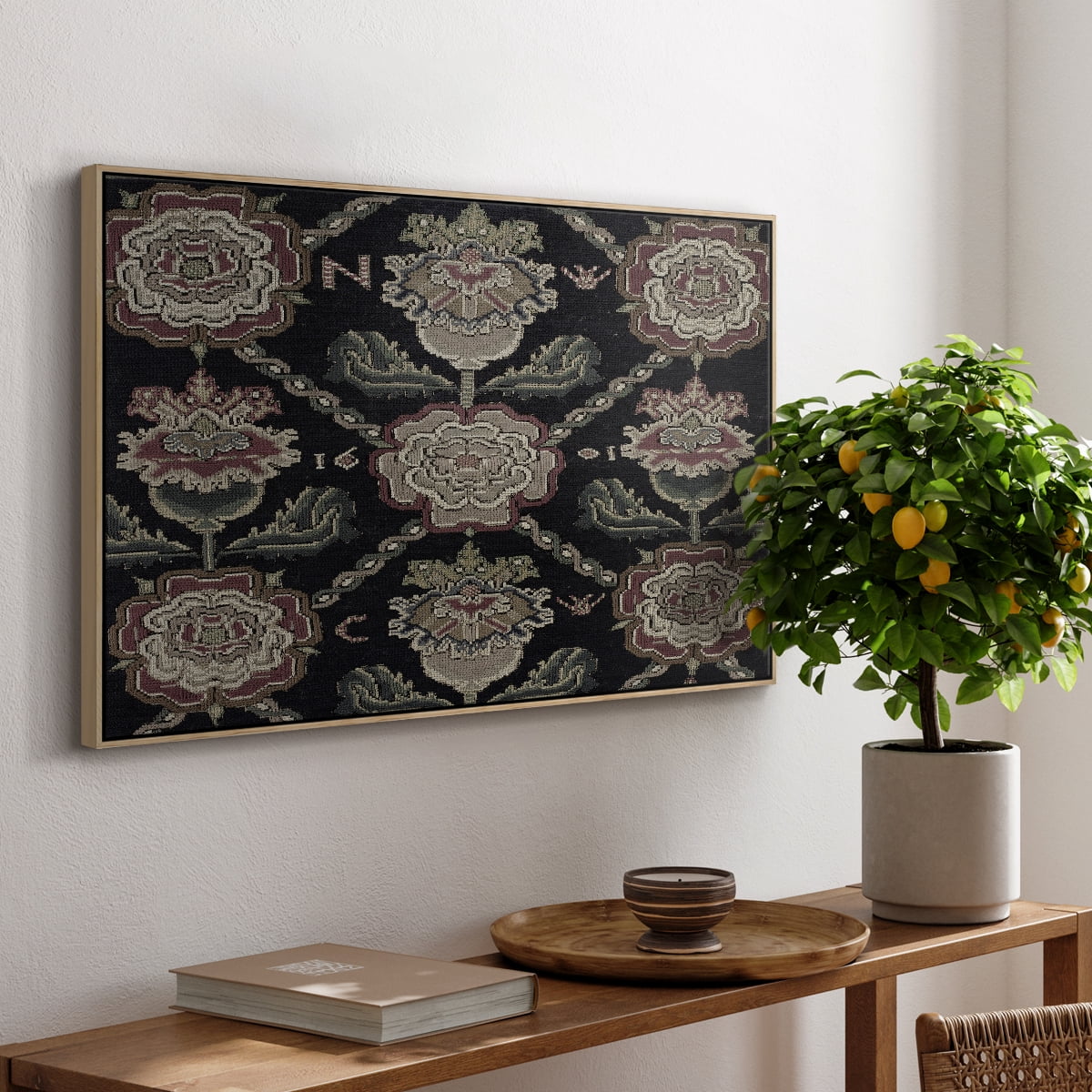 Vintage Abstract Print-XXXI Framed in Natural Wood Wood Gallery Wrapped Canvas 17 in. x 25 in.