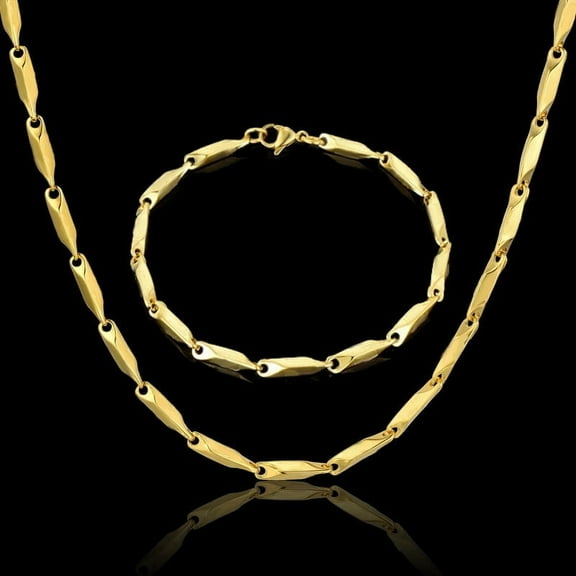 Vintage Jewelry Sets For Women/Men Trendy Choker Necklace Bracelet Set Wholesale 3MM 14K Yellow Gold Chain Male , Gift Set