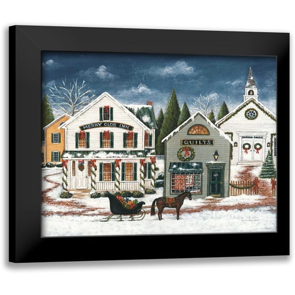 Brown, David Carter 14x12 Black Modern Framed Museum Art Print Titled - Christmas Village I Dark Crop