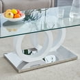 thumbnail image 6 of TesNus Modern Glass Coffee Table, 47 Inch Rectangular Tempered Top with Clear Surface and O-Shaped MDF Base for Living Room, 6 of 8