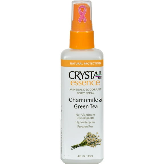 Crystal Essence Mineral Deodorant Body Spray, Chamomile & Green Tea 4 oz