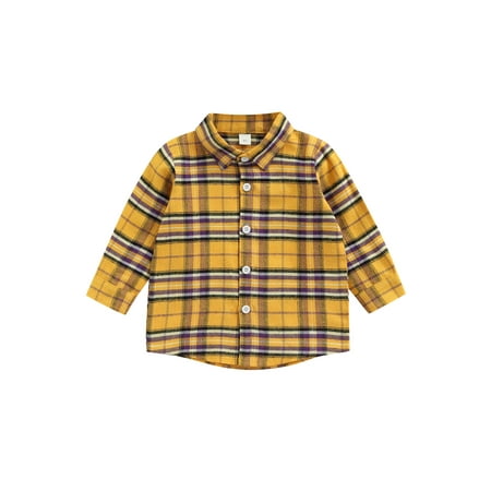 

SUNSIOM Toddler Girl Boy Plaid Shirt Long Sleeve Button Flannel Shirt Christmas Buffalo Plaid Shirt