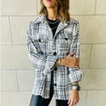 thumbnail image 3 of Female Long Sleeve Jacket Contrasting Color Block Women Button Down Plaid Coat Stylish Loose Polyester Fiber Comfortable For Outdoor For Dating ANGGREK Ropa, 3 of 7