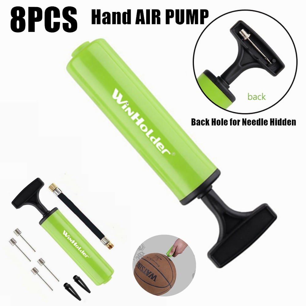 Green Portable Ball Inflator Hand Air Pump w/Needles For Football Basketball Soccer