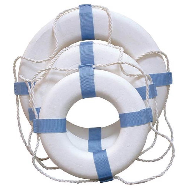 Taylor Made Life Buoy 372 20 Inch Diameter; Ring; White; Closed Cell Foam Ring/Polypropylene Grab Line