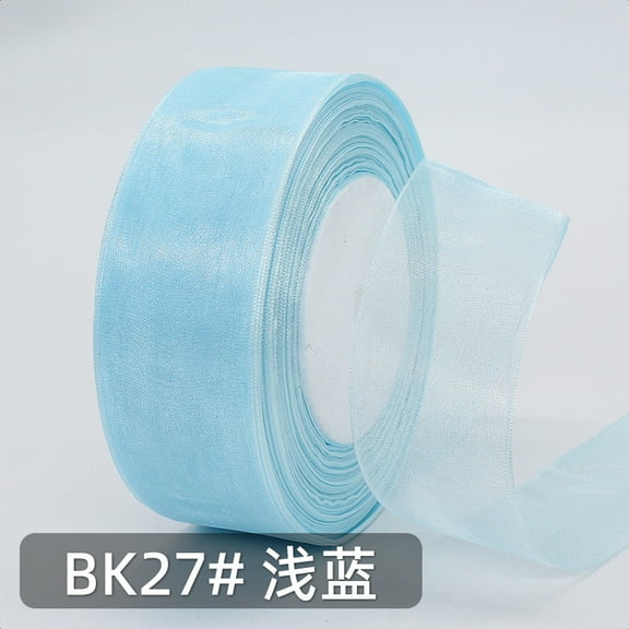 ERDOUY 50 Yard 1.6 Inch Wide Sheer Organza Ribbon, Chiffon Tulle Mesh Style for Gift Wrapping, Christmas Tree Decor & DIY Crafts, Weddings, Light Blue