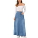 thumbnail image 2 of Falda de mezclilla casual INSPIRE CHIC para mujer, de cintura alta, en línea A, falda maxi acampanada M azul claro, 2 of 6