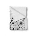 thumbnail image 2 of Black and White Soft Flannel Fleece Throw Blanket, Tree with Swirling Branches Flowers Birds and a Bird Cage, Cozy Plush for Indoor and Outdoor Use, 50" x 60", Black and White, by Ambesonne, 2 of 6