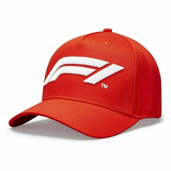 F1 Collection Unisex Large Logo Baseball Black/White/Red Hat