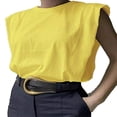thumbnail image 1 of Tee-shirt Sans Manches en Coton Rembourré à l'Épaule pour Femmes, 1 of 4