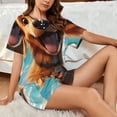 thumbnail image 4 of Wukai Blue Sky Cute Dog Print Women's Pajama Set - Short-Sleeve Top and Shorts with Elastic Waistband and Pockets for Loungewear, Yoga, and Casual Wear-Large, 4 of 6