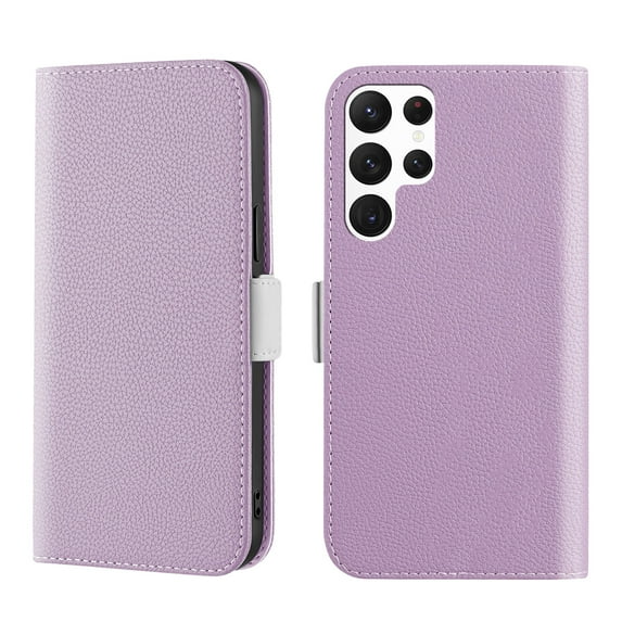 Allytech for Samsung Galaxy S22 Ultra 6.8" 2022 Case, PU Leather Flip Wallet Case with 3 Cart Slots and Kickstand Shockproof Protective Case for Samsung Galaxy S22 Ultra Women Men, Purple