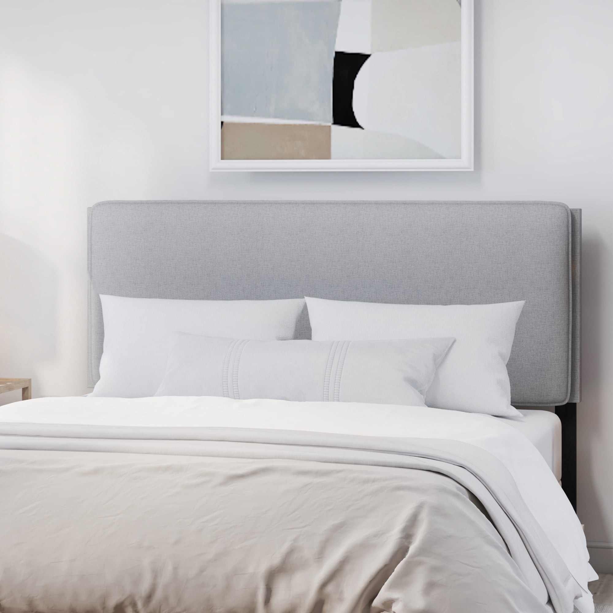Hillsdale Furniture Emslie Full/Queen Upholstered Adjustable Headboard, Light Gray